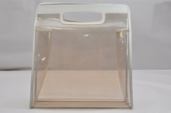 Authentic GUCCI Vintage 2in1 Tote Hand Bag Vinyl Leather Clear White Junk 9968J