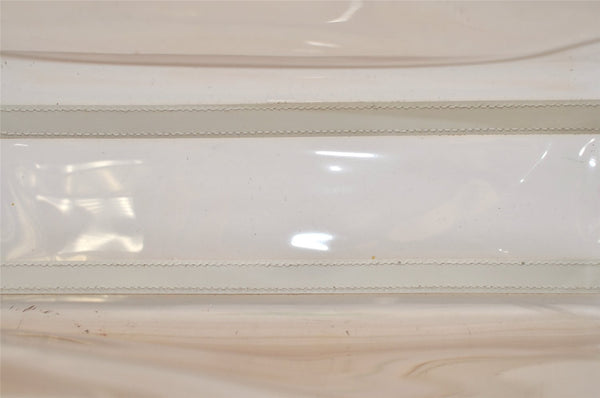 Authentic GUCCI Vintage 2in1 Tote Hand Bag Vinyl Leather Clear White Junk 9968J