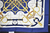 Authentic HERMES Carre 90 Scarf "Eperon d'or" Silk Blue 9969I