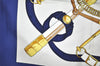 Authentic HERMES Carre 90 Scarf "Eperon d'or" Silk Blue 9969I