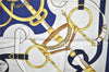 Authentic HERMES Carre 90 Scarf "Eperon d'or" Silk Blue 9969I