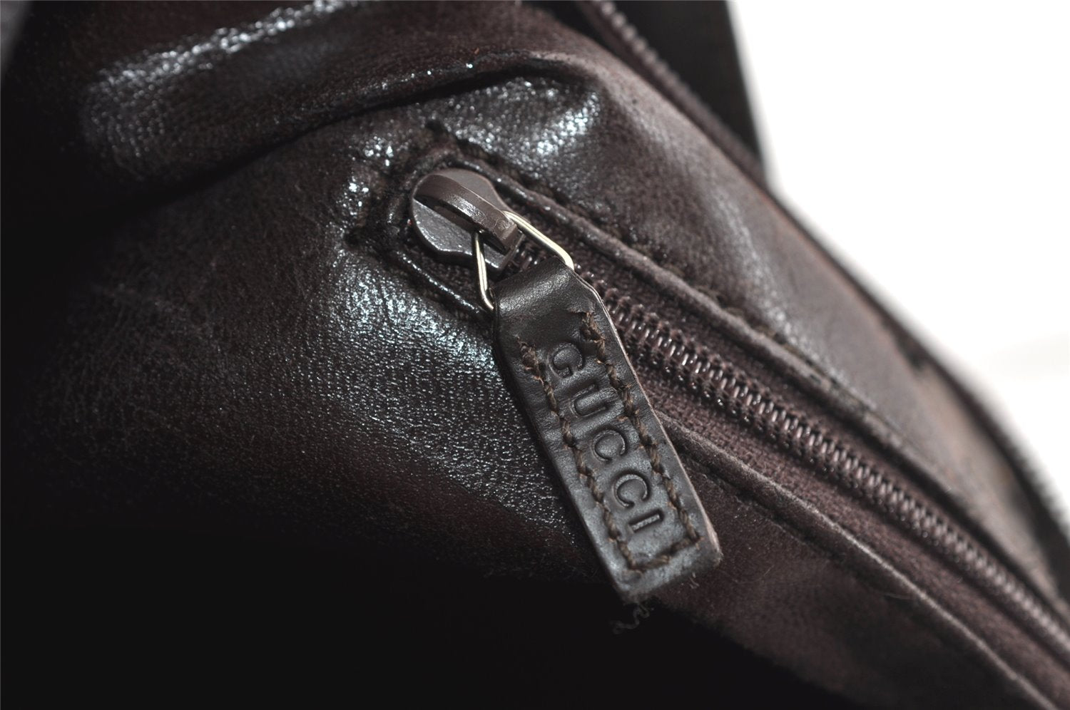 Authentic GUCCI Vintage Shoulder Hand Bag Purse Leather 0013017 Brown 9969J