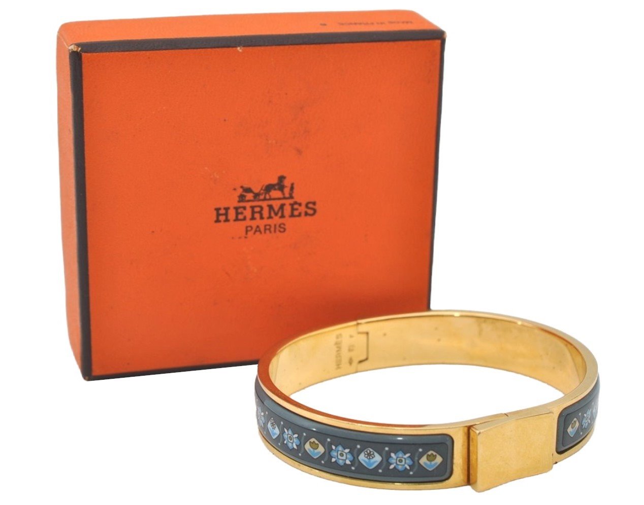 Authentic HERMES Clic Clac Email PM Bangle Bracelet Accessory Gold Box 9970I