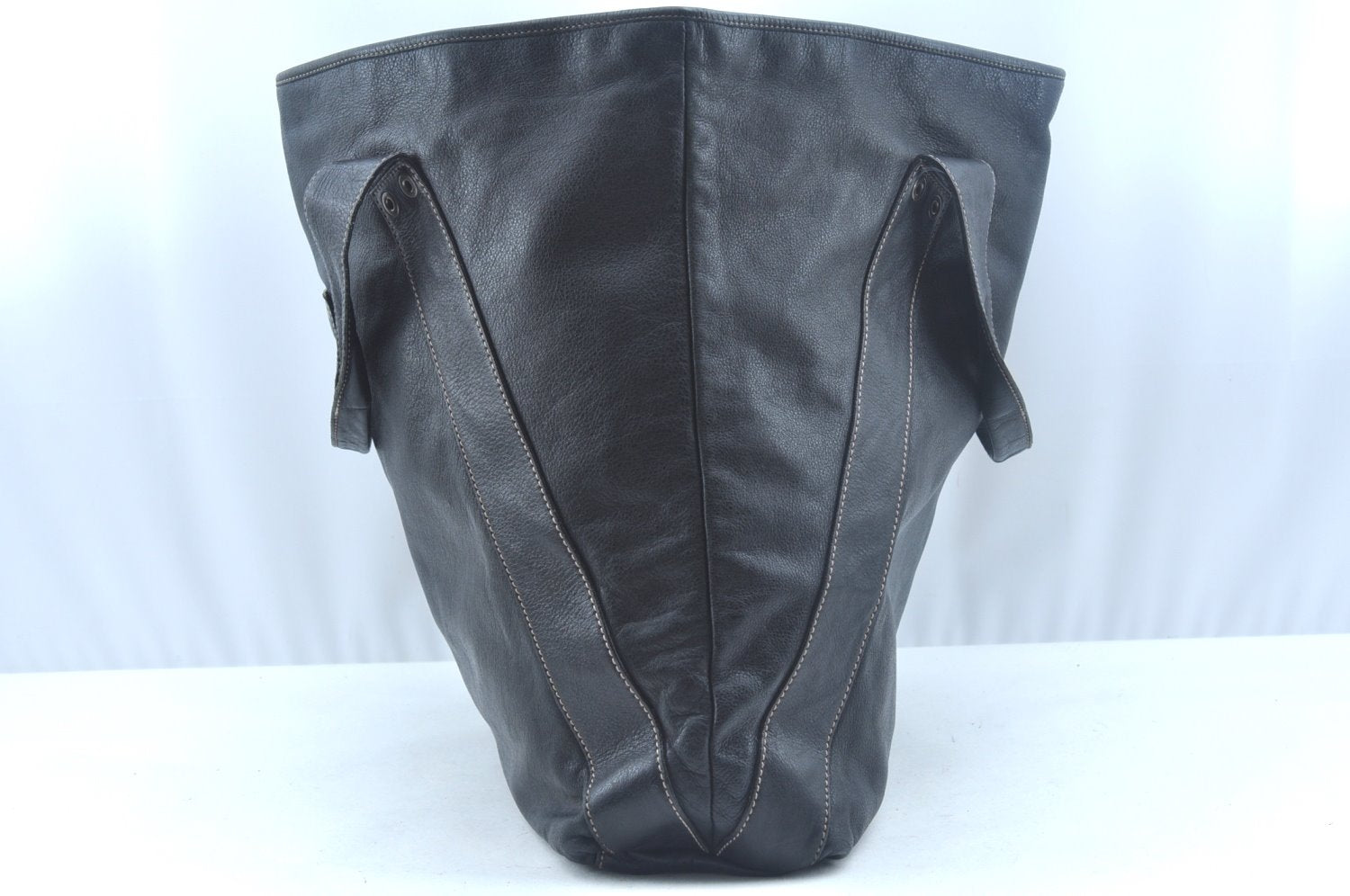 Authentic GUCCI Vintage Travel Tote Bag Leather 211126 Black 9972H