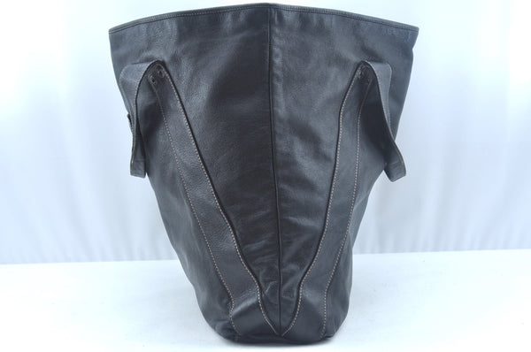 Authentic GUCCI Vintage Travel Tote Bag Leather 211126 Black 9972H