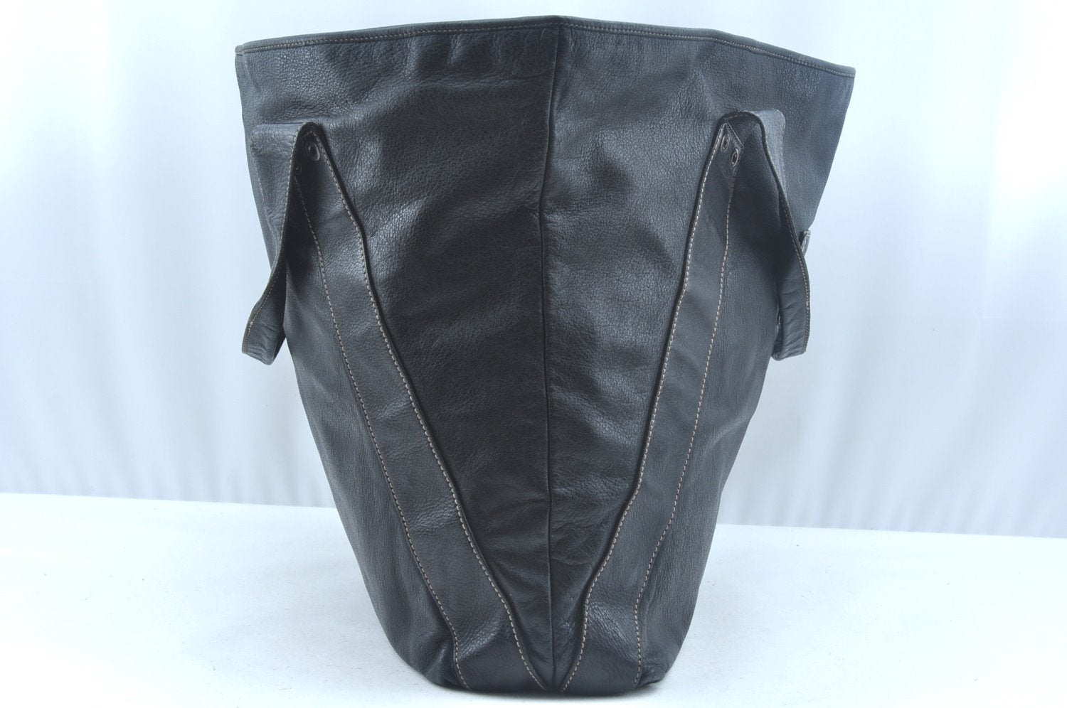 Authentic GUCCI Vintage Travel Tote Bag Leather 211126 Black 9972H