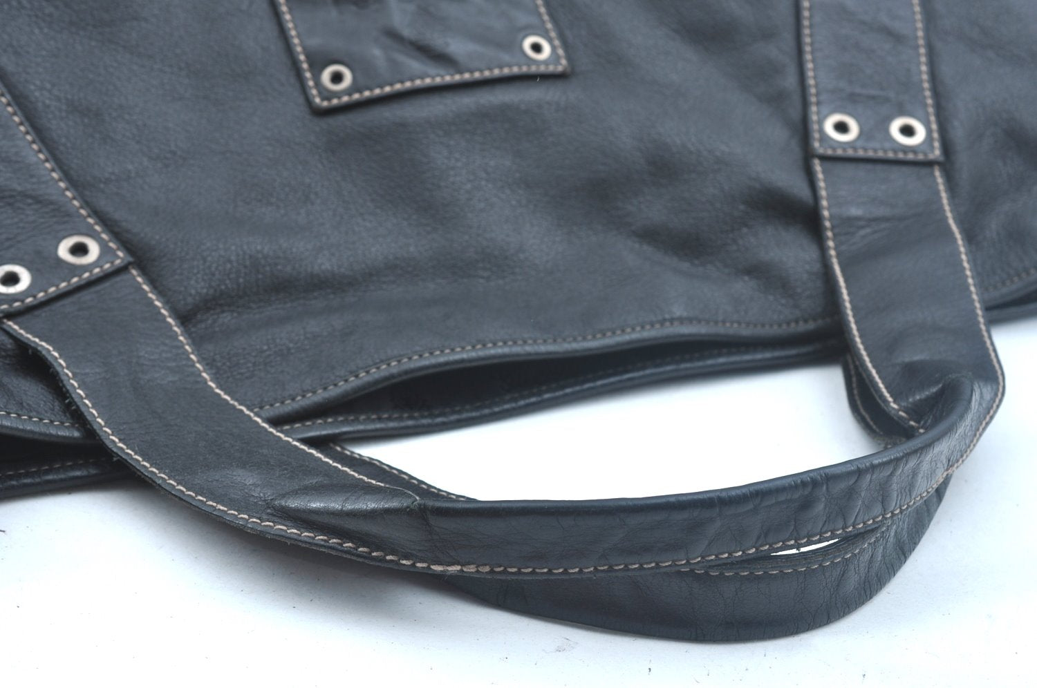 Authentic GUCCI Vintage Travel Tote Bag Leather 211126 Black 9972H