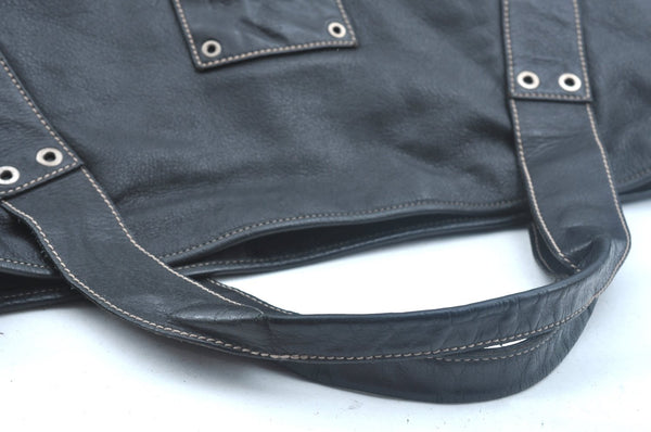 Authentic GUCCI Vintage Travel Tote Bag Leather 211126 Black 9972H