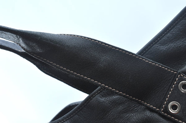 Authentic GUCCI Vintage Travel Tote Bag Leather 211126 Black 9972H