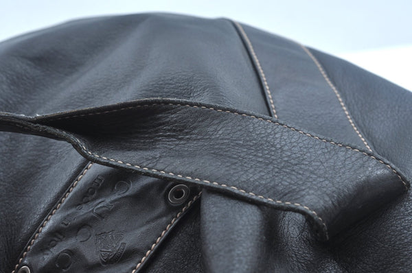 Authentic GUCCI Vintage Travel Tote Bag Leather 211126 Black 9972H