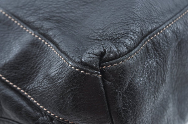 Authentic GUCCI Vintage Travel Tote Bag Leather 211126 Black 9972H