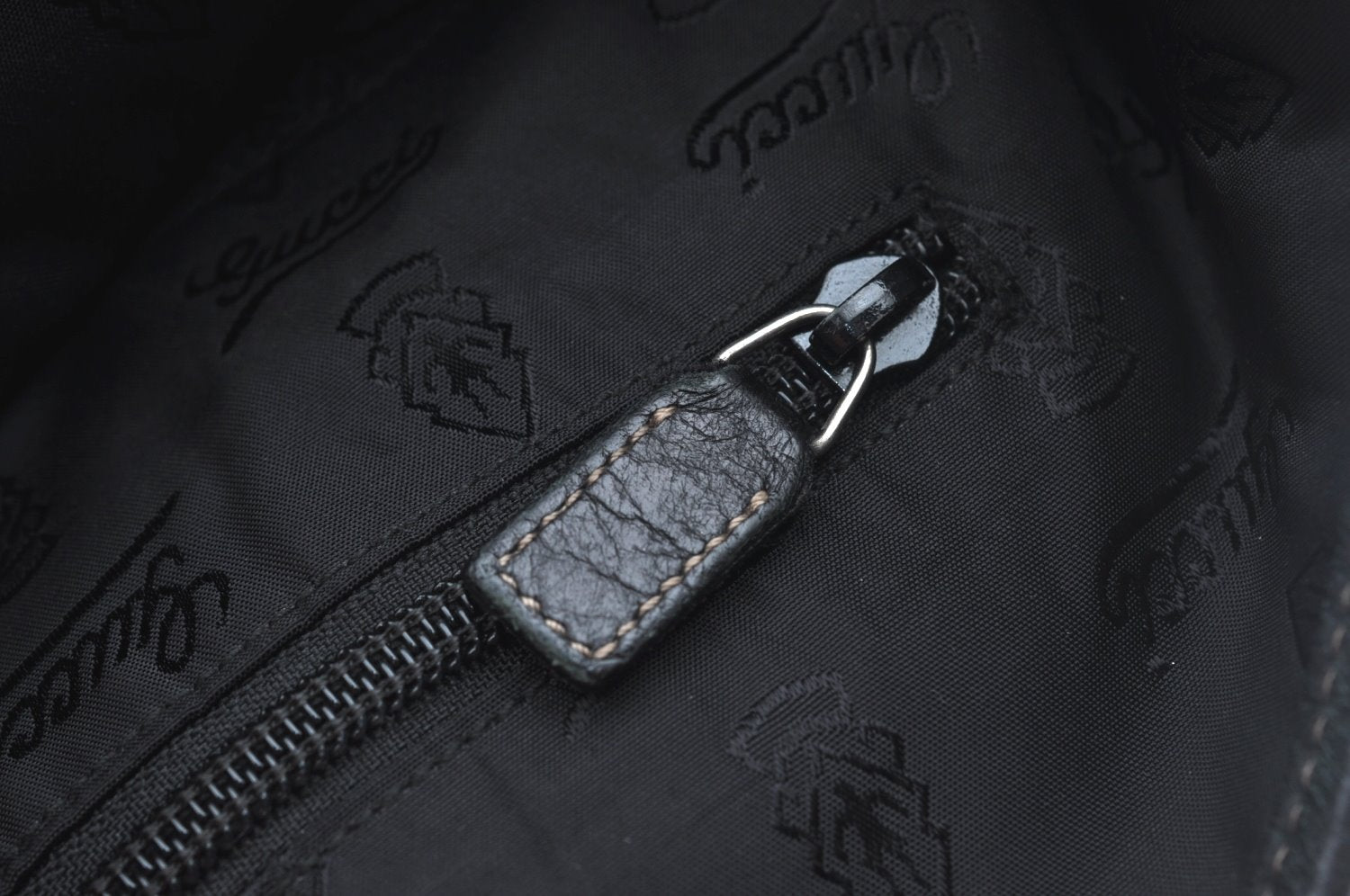 Authentic GUCCI Vintage Travel Tote Bag Leather 211126 Black 9972H