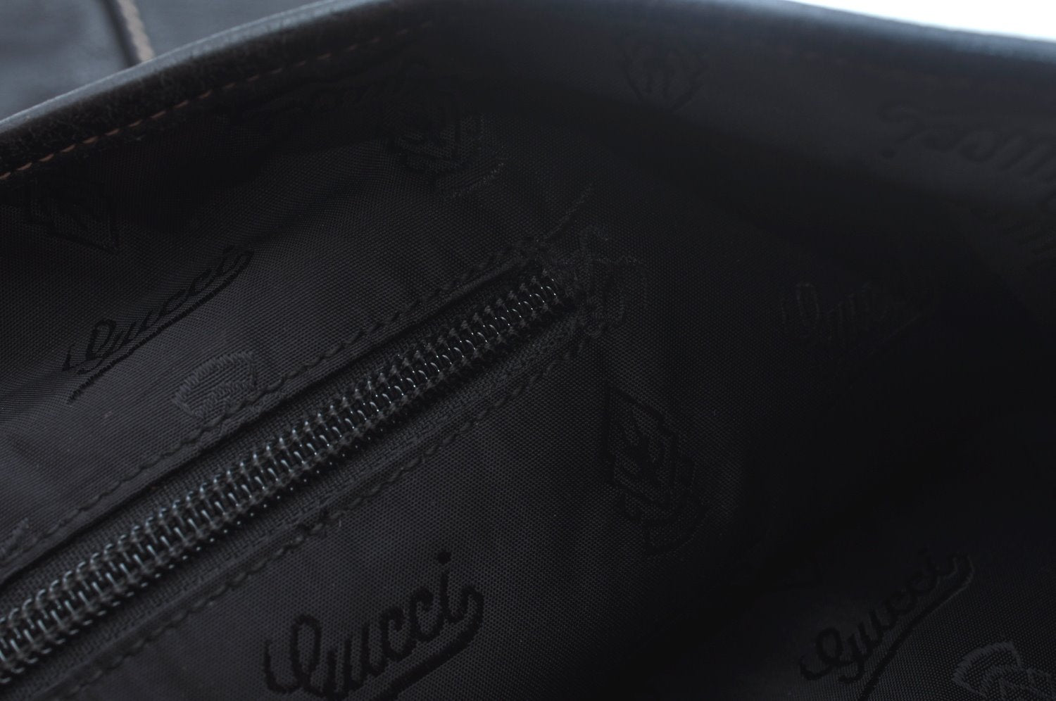 Authentic GUCCI Vintage Travel Tote Bag Leather 211126 Black 9972H