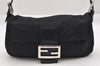 Authentic FENDI Mamma Baguette Shoulder Hand Bag Jersey Leather Black 9973I