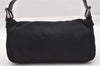 Authentic FENDI Mamma Baguette Shoulder Hand Bag Jersey Leather Black 9973I