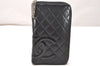 Authentic CHANEL Calf Skin Cambon Line Zippy Organizer Wallet Purse Black 9974I