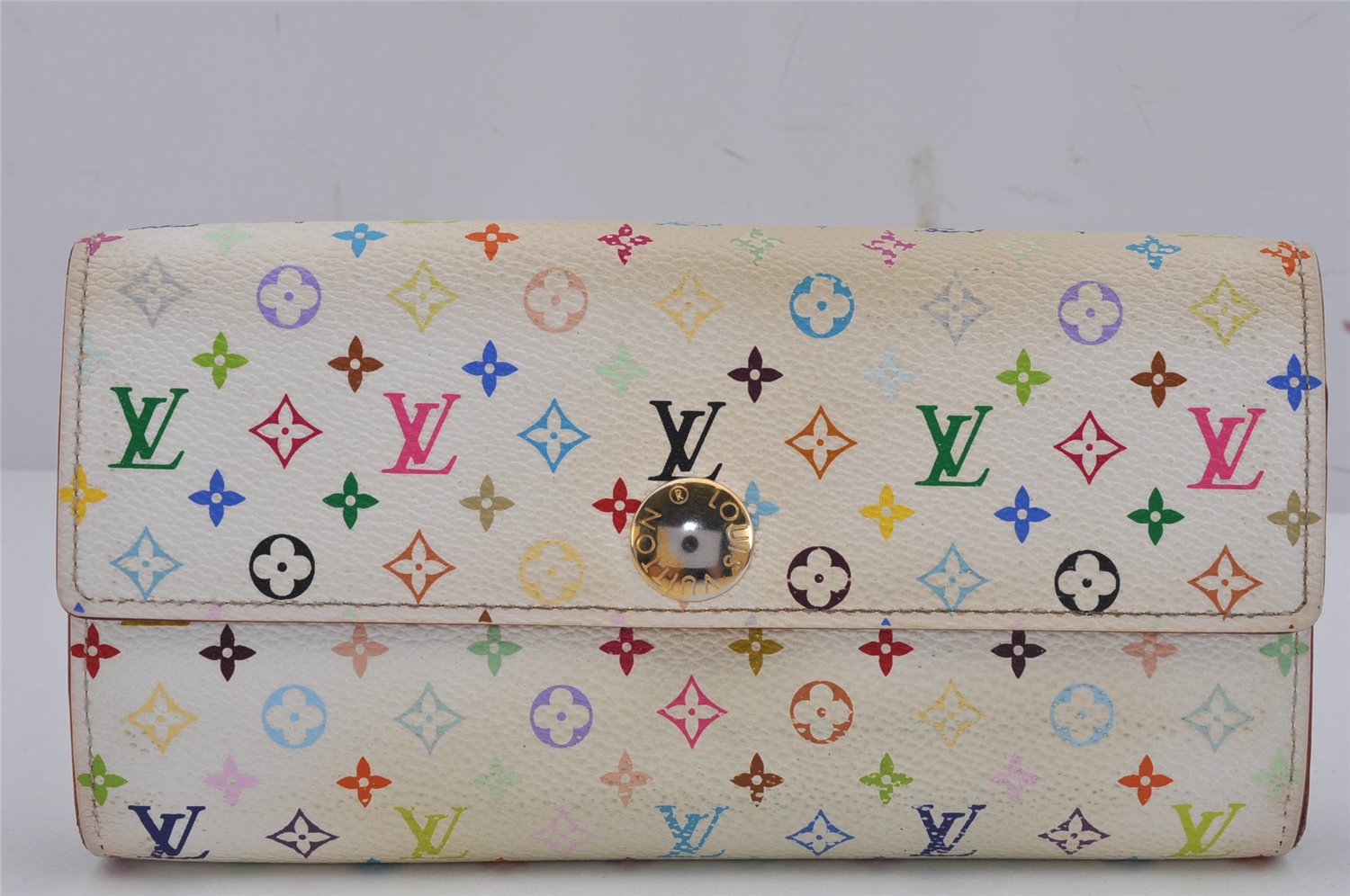 Auth Louis Vuitton Monogram Multicolor Portefeuille Sarah Wallet M93745 LV 9974J