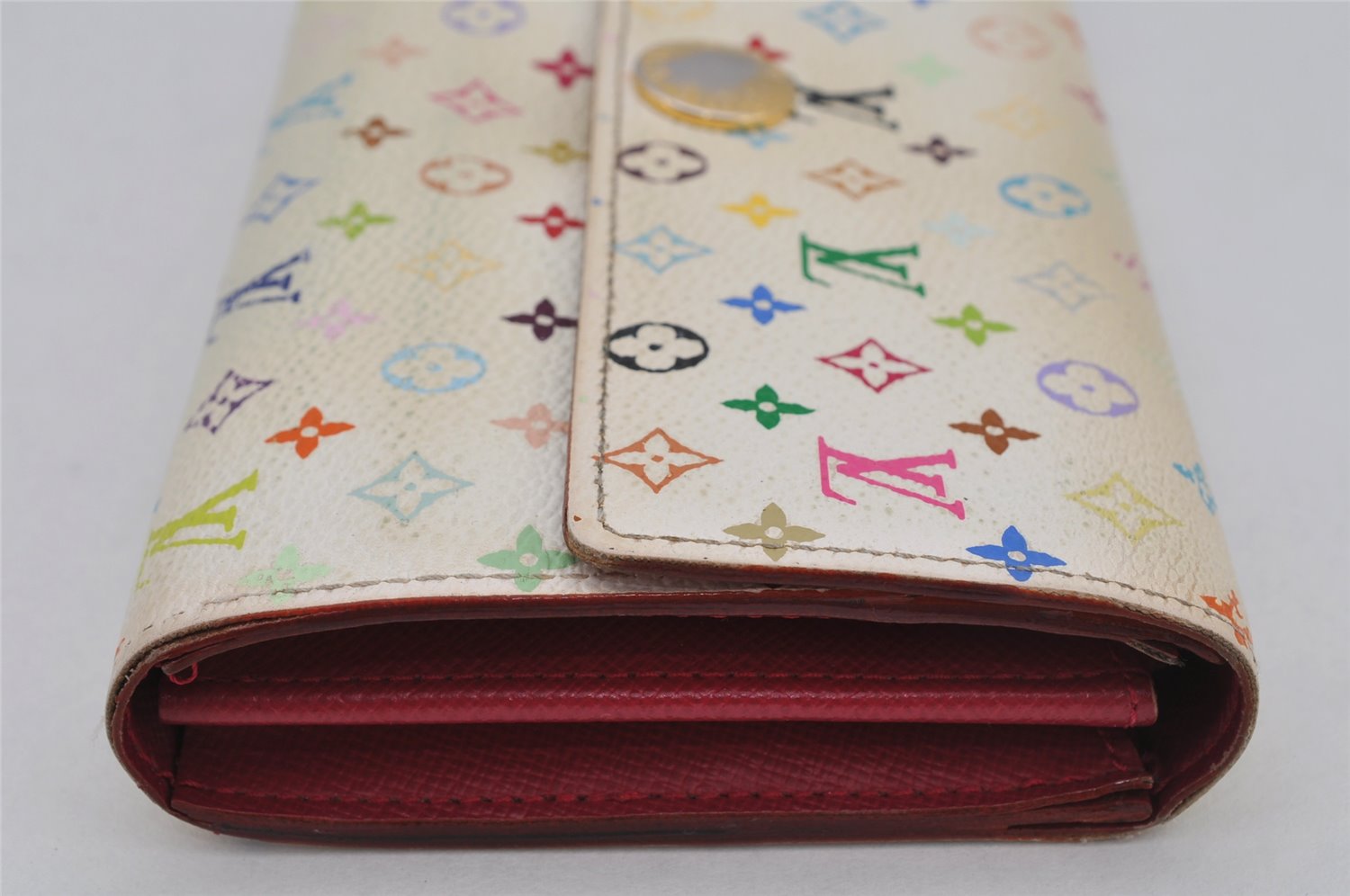 Auth Louis Vuitton Monogram Multicolor Portefeuille Sarah Wallet M93745 LV 9974J