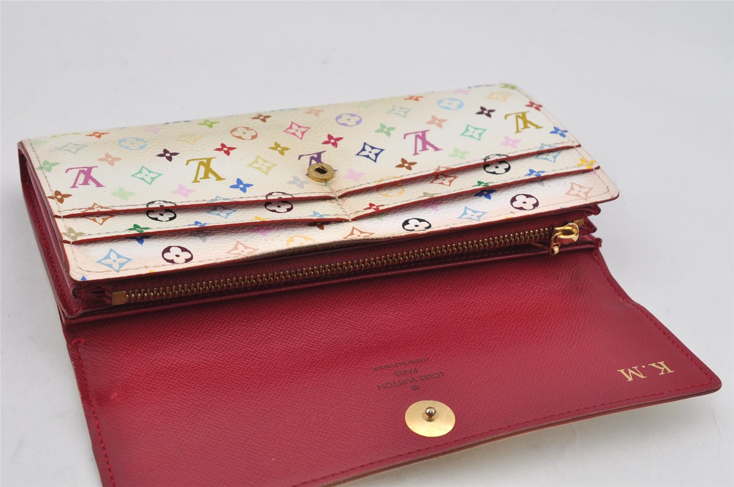 Auth Louis Vuitton Monogram Multicolor Portefeuille Sarah Wallet M93745 LV 9974J