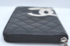 Authentic CHANEL Calf Skin Cambon Line Zippy Organizer Wallet Purse Black 9975I