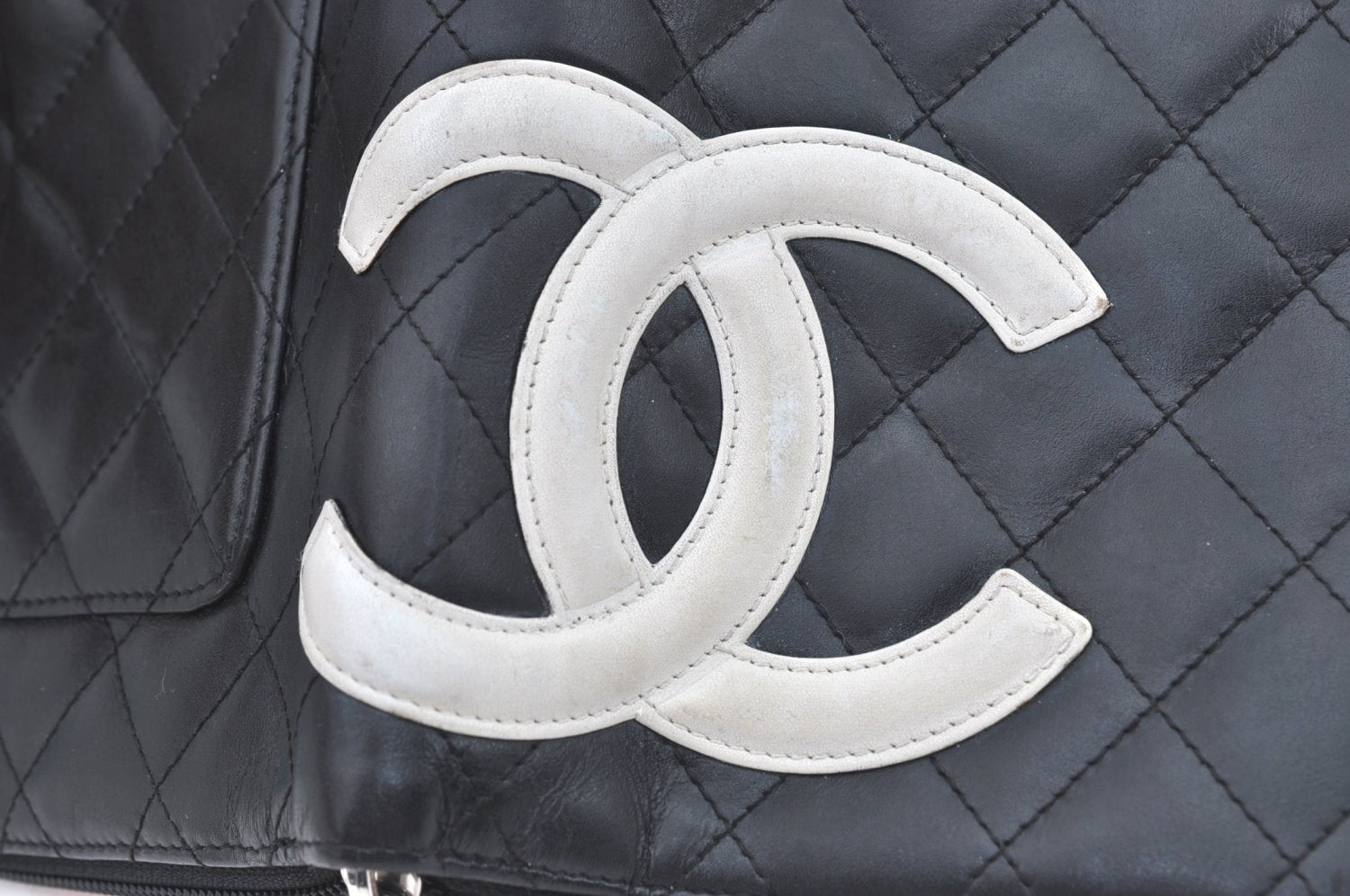 Authentic CHANEL Calf Skin Cambon Line Zippy Organizer Wallet Purse Black 9975I