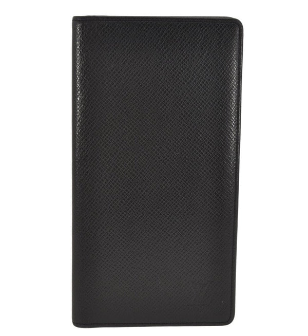 Auth Louis Vuitton Taiga Porte Valeurs Cartes Credit Wallet M30392 Black 9975J