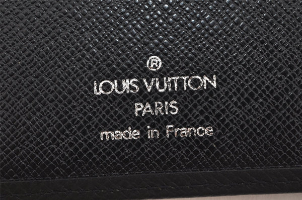 Auth Louis Vuitton Taiga Porte Valeurs Cartes Credit Wallet M30392 Black 9975J