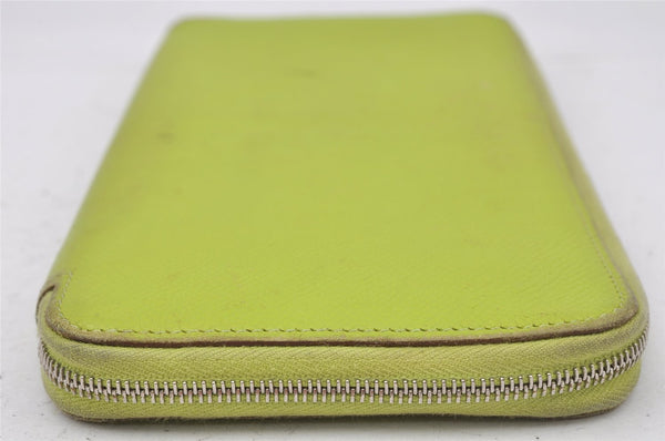 Authentic HERMES Azap Long Silk In Wallet Purse Leather Light Green Blue 9976I