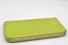 Authentic HERMES Azap Long Silk In Wallet Purse Leather Light Green Blue 9976I