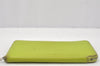 Authentic HERMES Azap Long Silk In Wallet Purse Leather Light Green Blue 9976I