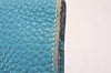 Authentic HERMES Dogon GM Vintage Leather Long Wallet Purse Blue 9977I