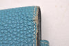 Authentic HERMES Dogon GM Vintage Leather Long Wallet Purse Blue 9977I