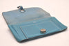 Authentic HERMES Dogon GM Vintage Leather Long Wallet Purse Blue 9977I