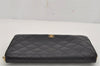 Authentic CHANEL Caviar Skin Matelasse Long Wallet Purse CoCo Mark Black 9977J