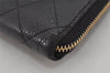 Authentic CHANEL Caviar Skin Matelasse Long Wallet Purse CoCo Mark Black 9977J