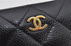 Authentic CHANEL Caviar Skin Matelasse Long Wallet Purse CoCo Mark Black 9977J