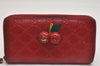 Authentic GUCCI Guccissima Cherry GG Leather Long Wallet Purse 476049 Red 9979J