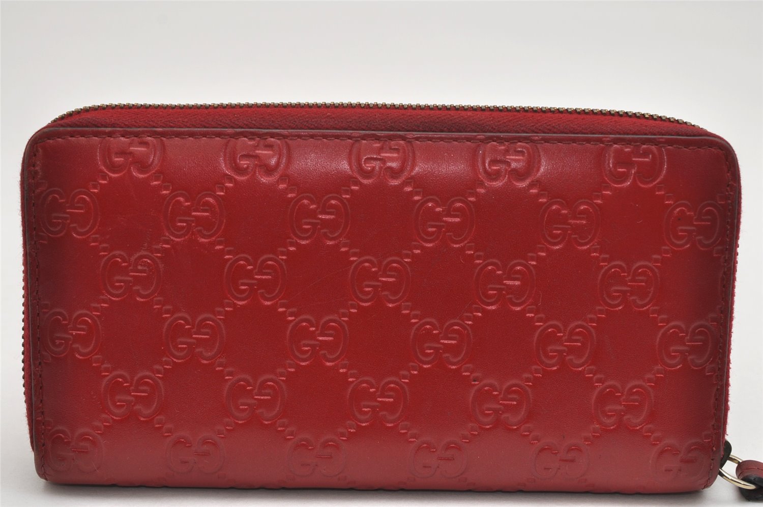 Authentic GUCCI Guccissima Cherry GG Leather Long Wallet Purse 476049 Red 9979J