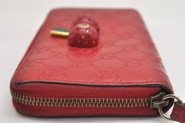 Authentic GUCCI Guccissima Cherry GG Leather Long Wallet Purse 476049 Red 9979J