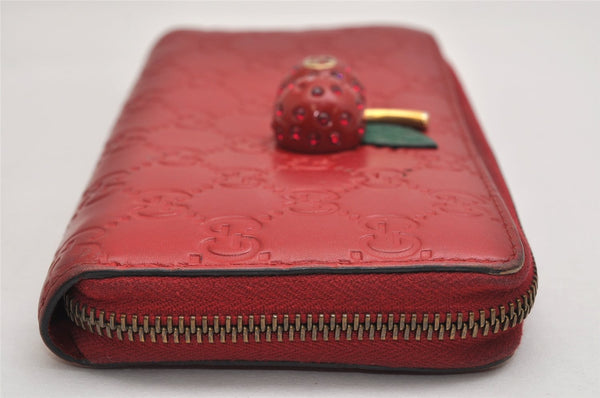 Authentic GUCCI Guccissima Cherry GG Leather Long Wallet Purse 476049 Red 9979J