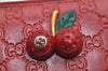 Authentic GUCCI Guccissima Cherry GG Leather Long Wallet Purse 476049 Red 9979J