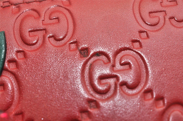 Authentic GUCCI Guccissima Cherry GG Leather Long Wallet Purse 476049 Red 9979J