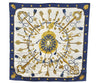 Authentic HERMES Carre 90 Scarf ”Les Cles" Silk Navy Blue 9983I