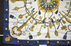 Authentic HERMES Carre 90 Scarf ”Les Cles" Silk Navy Blue 9983I