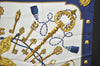 Authentic HERMES Carre 90 Scarf ”Les Cles" Silk Navy Blue 9983I