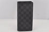 Authentic Louis Vuitton Damier Graphite Portefeuille Brazza N62665 Wallet 9983J