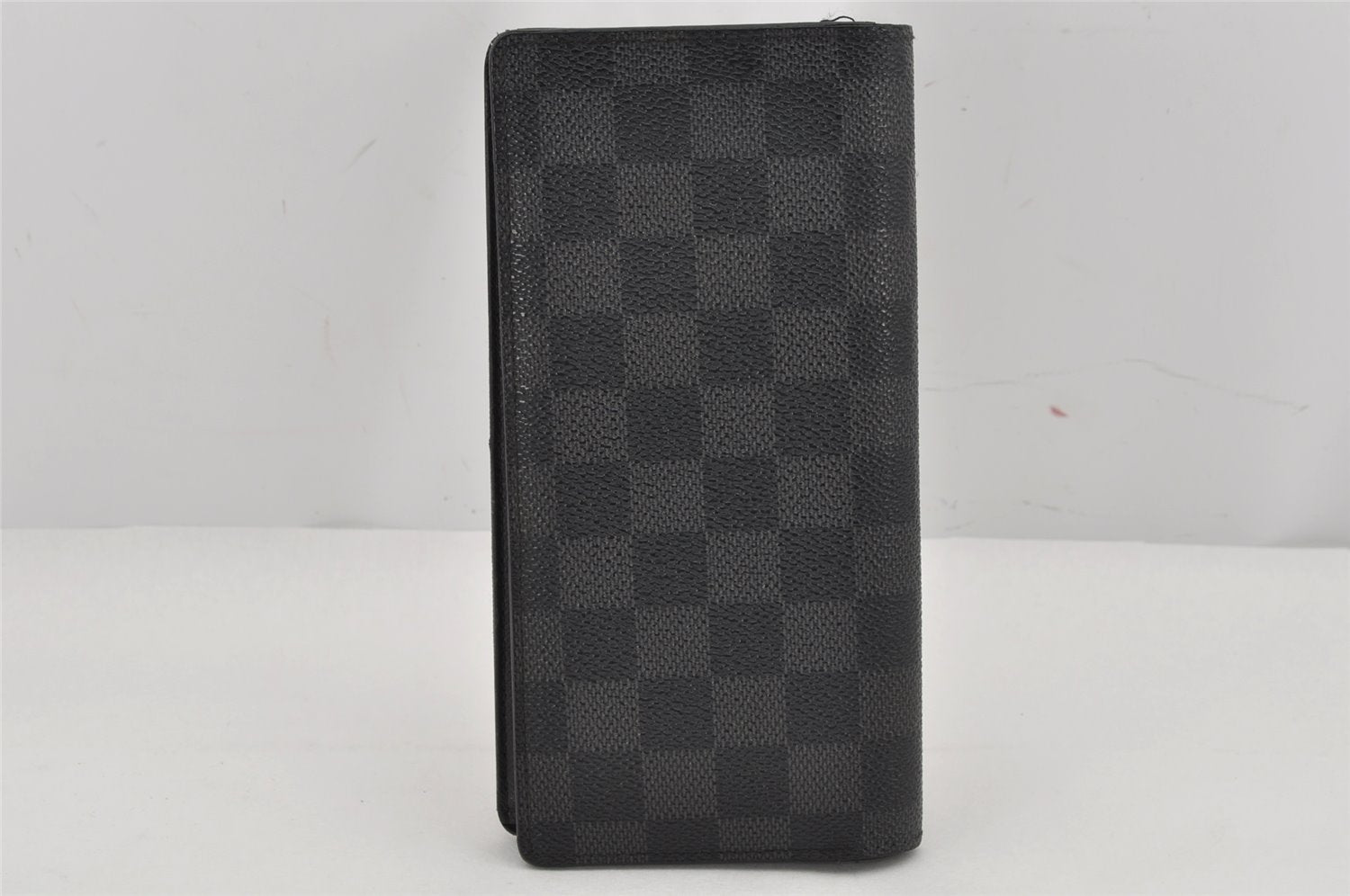 Authentic Louis Vuitton Damier Graphite Portefeuille Brazza N62665 Wallet 9983J