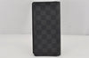 Authentic Louis Vuitton Damier Graphite Portefeuille Brazza N62665 Wallet 9983J