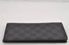 Authentic Louis Vuitton Damier Graphite Portefeuille Brazza N62665 Wallet 9983J