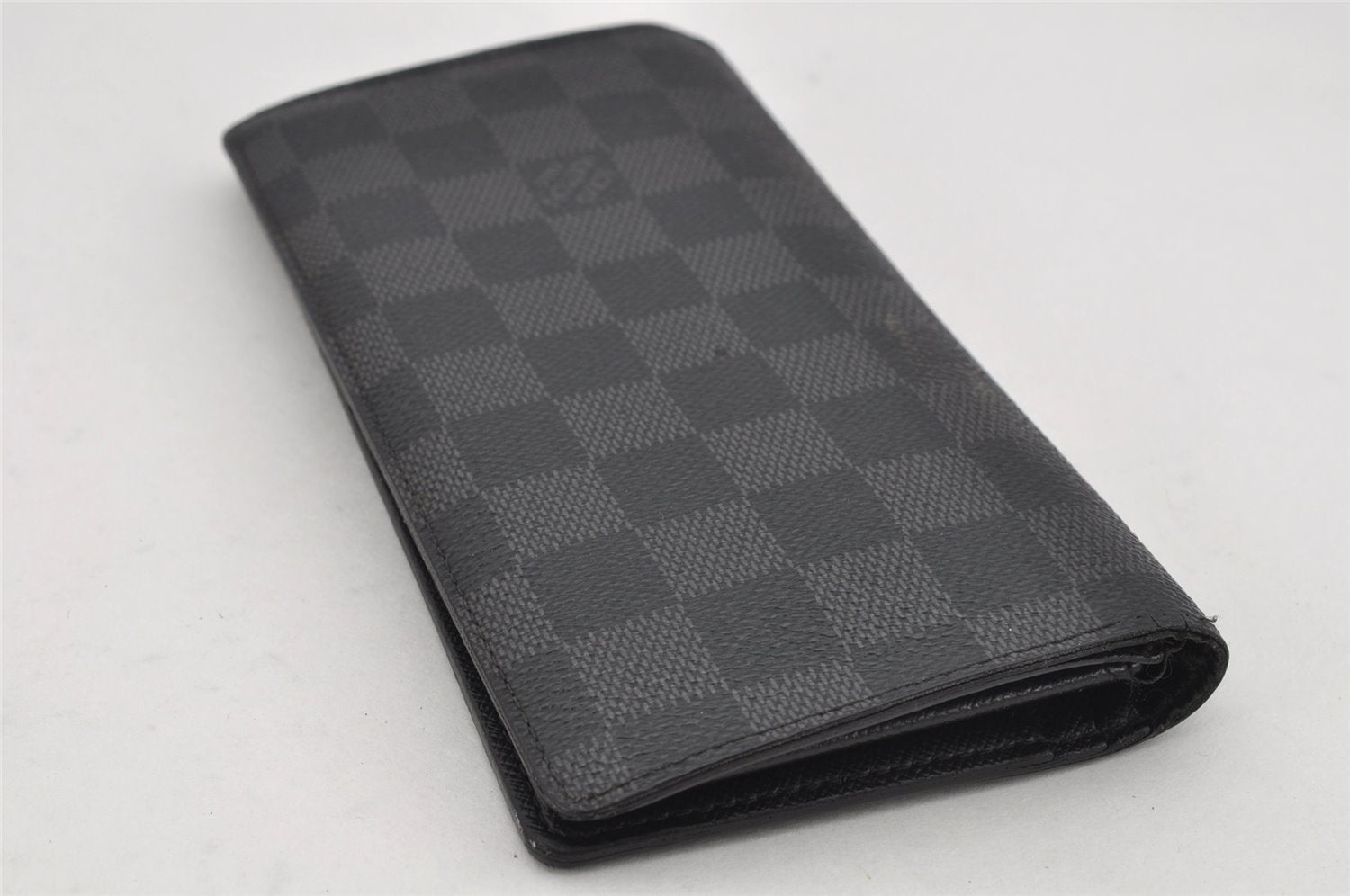 Authentic Louis Vuitton Damier Graphite Portefeuille Brazza N62665 Wallet 9983J